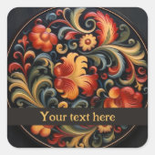 Rosepaint Rosemaling Modern 2 Vierkante Sticker (Voorkant)