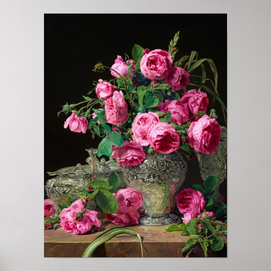 Roses, 1843 by Ferdinand Georg Waldmuller Poster (Voorkant)