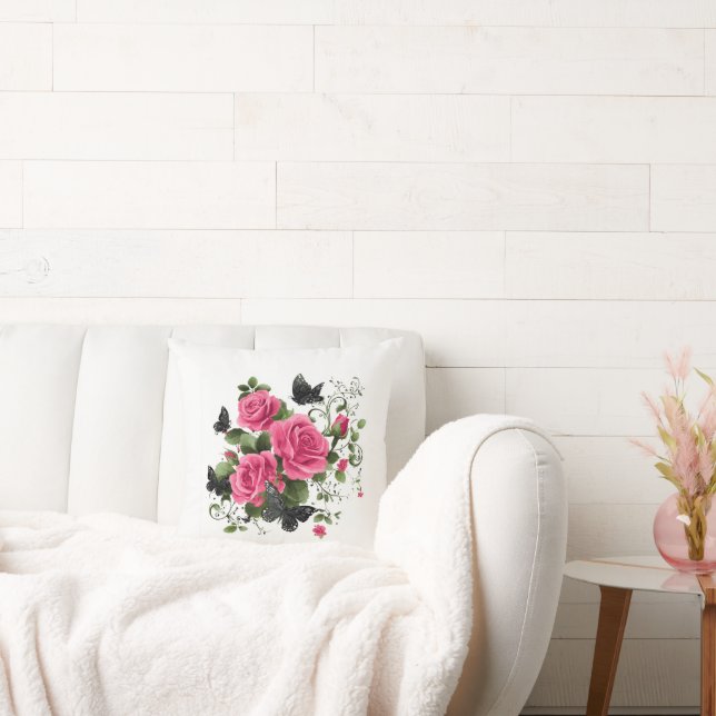 Roses and Butterflies Kussen (Bank)