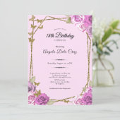 Roses and Butterflies Pink 18th Debut Birthday Kaart (Staand voorkant)