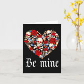 Roses And Skulls Heart Gothic Style Valentine Be M Kaart (Gele Bloem)