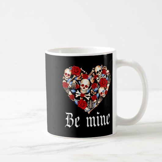 Roses And Skulls Heart Gothic Style Valentine Be M Koffiemok (Rechts)