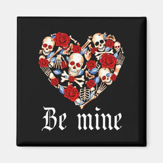 Roses And Skulls Heart Gothic Style Valentine Be M Magneet (Voorkant)