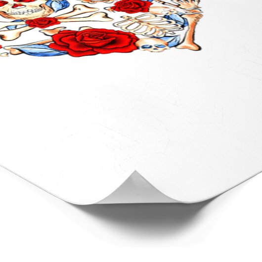 Roses And Skulls Heart Gothic Style Valentine Be M Poster (Hoek)