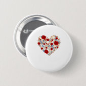 Roses And Skulls Heart Gothic Style Valentine Be M Ronde Button 5,7 Cm (Voorkant /achterkant)