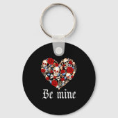 Roses And Skulls Heart Gothic Style Valentine Be M Sleutelhanger (Voorkant)