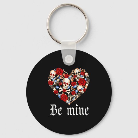 Roses And Skulls Heart Gothic Style Valentine Be M Sleutelhanger (Voorkant)