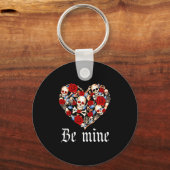 Roses And Skulls Heart Gothic Style Valentine Be M Sleutelhanger (Voorkant)