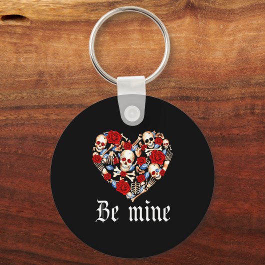 Roses And Skulls Heart Gothic Style Valentine Be M Sleutelhanger (Voorkant)