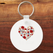 Roses And Skulls Heart Gothic Style Valentine Be M Sleutelhanger (Voorkant)