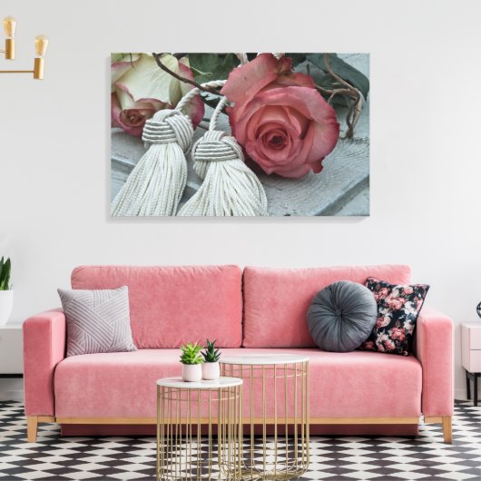 Roses and Tassels canvas print (Insitu (Woonkamer))