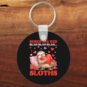Roses Are Red Blah Sloths Valentine Cute Animal Lo Sleutelhanger (Voorkant)