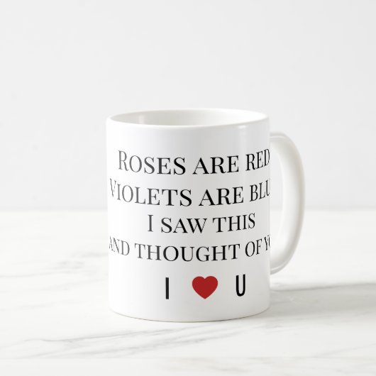 Roses Are Red Valentine’s  – Romantic Typography  Koffiemok (Voorkant rechts)