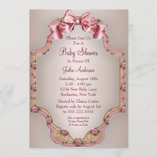 Roses Baby Girl Shower Invitations Kaart