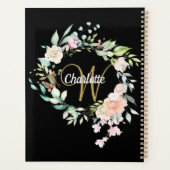 Roses Bloemend Schrift Monogram Zwarte Goud 2023 Planner (Achterkant)