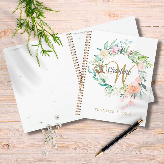 Roses Bloemengoud Script Monogram 2023 Planner