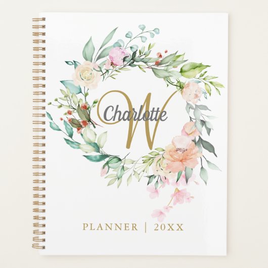 Roses Bloemengoud Script Monogram 2023 Planner (Voorkant)