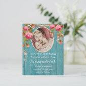 Roses Blue Barn Wood Birthday (Staand voorkant)