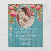 Roses Blue Barn Wood Birthday (Voorkant)