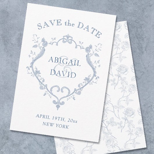Roses Blue Crest Trouwkaart Datum Opslaan Save The Date