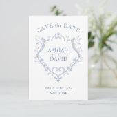 Roses Blue Crest Trouwkaart Datum Opslaan Save The Date (Staand voorkant)