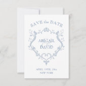 Roses Blue Crest Wedding Save The Date (Voorkant)