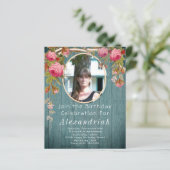 Roses Blue Green Barn Wood Birthday (Staand voorkant)