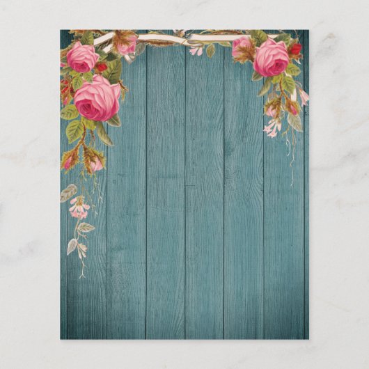 Roses Blue Green Barn Wood Birthday (Achterkant)