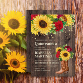 Roses Boots Quinceañera Kaart