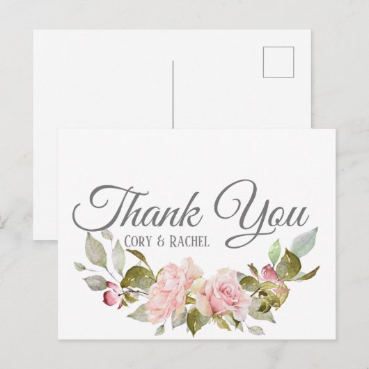  Roses Bouquet bedankt Briefkaart (Voorkant / Achterkant)