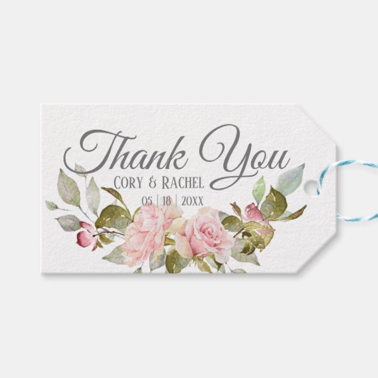 Roses Bouquet bedankt Cadeaulabel (Voorkant (Horizontaal))