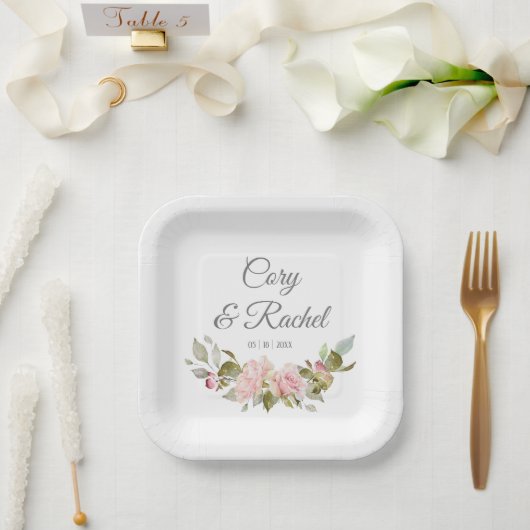 Roses Bouquet Wedding Papieren Bordje (Huwelijk)