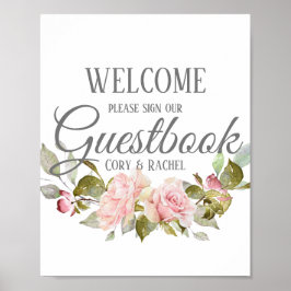  Roses Bouquet Wedding Sign Poster