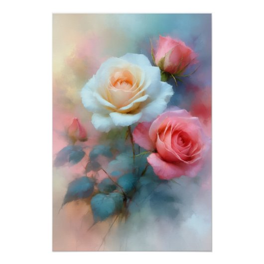 Roses Buquet Glossy Poster (Voorkant)