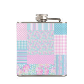 Roses Butterflies Faux Patchwork Hip Flask Heupfles (Achterkant)