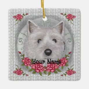 Roses Cairn Terrier Keramisch Ornament