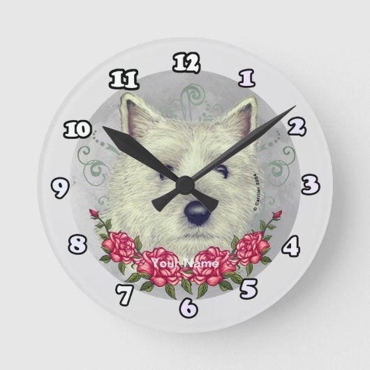 Roses Cairn Terrier Ronde Klok (Voorkant)
