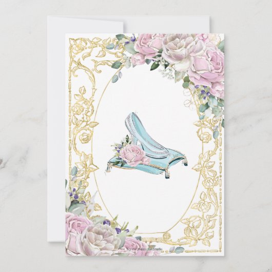  Roses Cinderella Princess Baby shower Kaart (Achterkant)