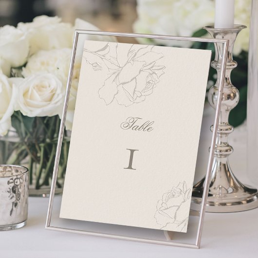 Roses Faux Embossed Ecru Formal Elegant Wedding Kaart