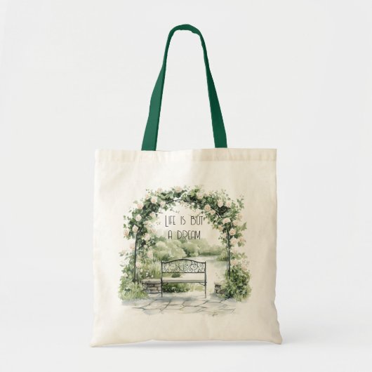 Roses Floral Arch Romantic Bench Garden Dream Tote Bag (Voorkant)