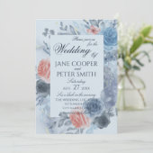 Roses floral arrangement Wedding Invitation Kaart (Staand voorkant)