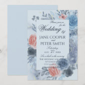 Roses floral arrangement Wedding Invitation Kaart (Voorkant / Achterkant)