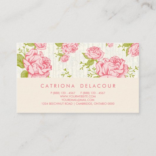 Roses Floral Pattern Visitekaartje (Achterkant)