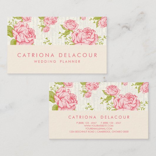 Roses Floral Pattern Visitekaartje (Voorkant / Achterkant)