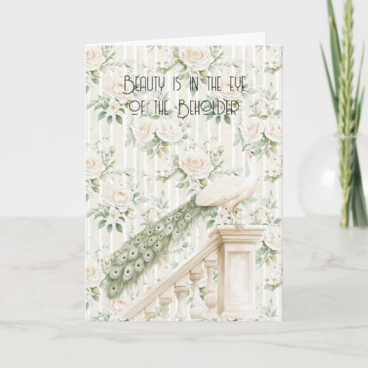 Roses Floral Peacock Beauty Is Love Kaart (Voorkant)