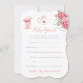 Roses Floral Tea Party Baby shower Guesses Kaart (Voorkant)