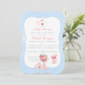 Roses Floral Tea Party Baby shower Uitnodiging (Staand voorkant)