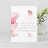 Roses Floral Tea Party Baby shower Uitnodiging (Staand voorkant)