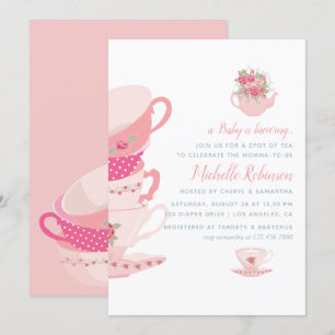 Roses Floral Tea Party Baby shower Uitnodiging