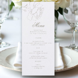Roses Formal Modern Classic Pearl Elegant Wedding Menu